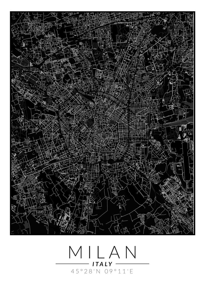 'Milan City Map' Poster by Posterium Wall Art Displate