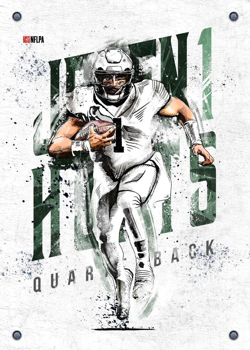 Jalen Hurts 1 Philadelphia Eagles player vintage football poster