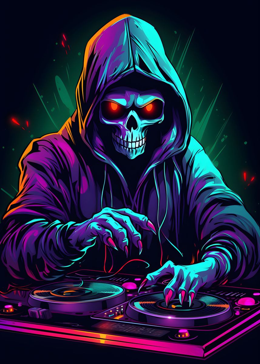 'Scary DJ Grim Reaper' Poster by Alexander Morales | Displate