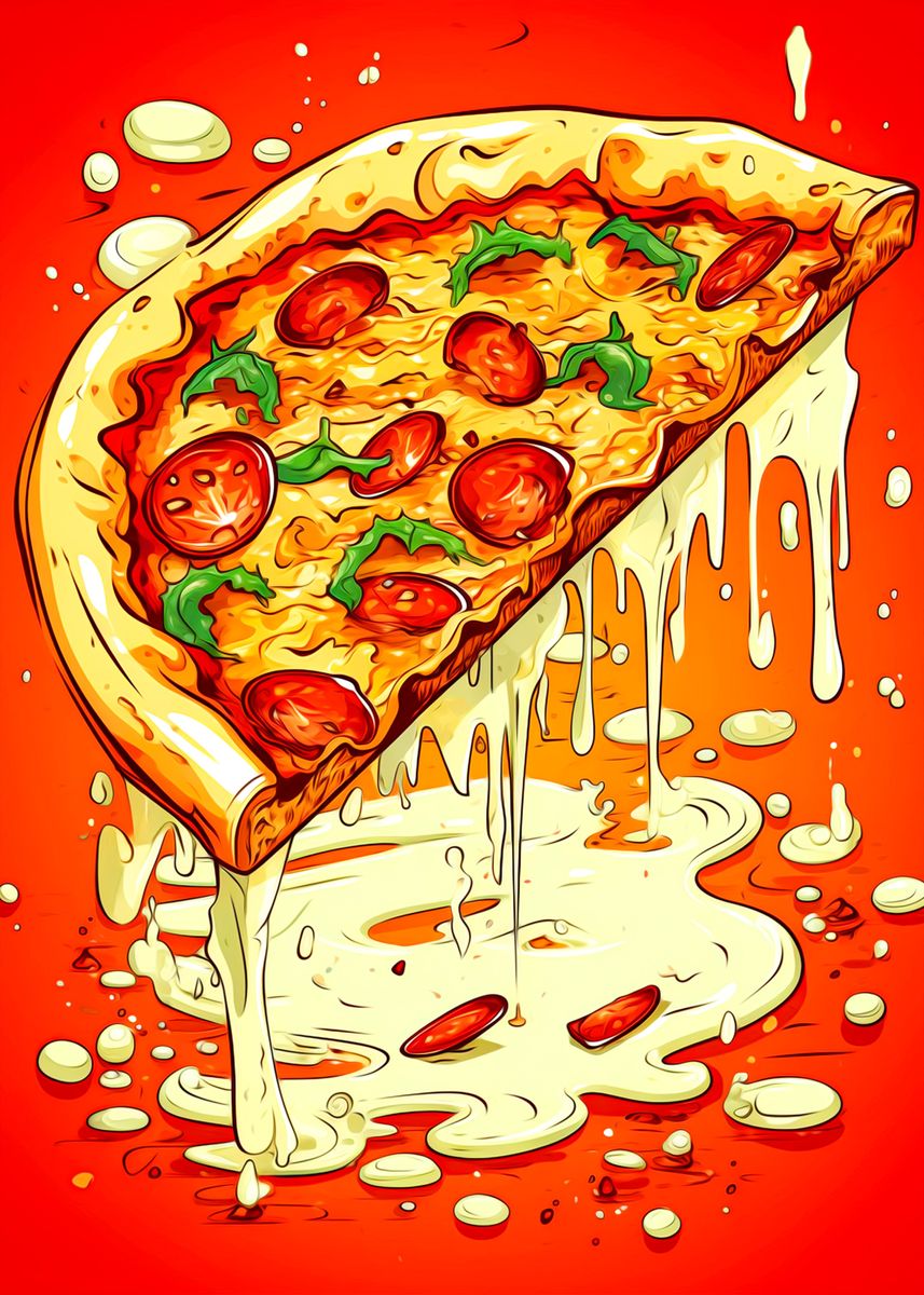 'Pizza' Poster, picture, metal print, paint by hale nane | Displate