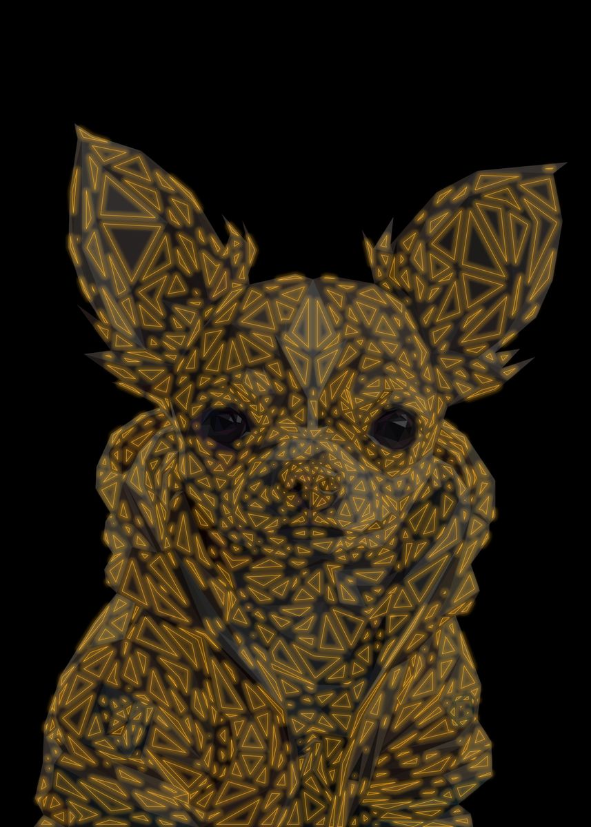 'Chihuahua Low Poly Neon' Poster by Evanz Tampubolon Displate