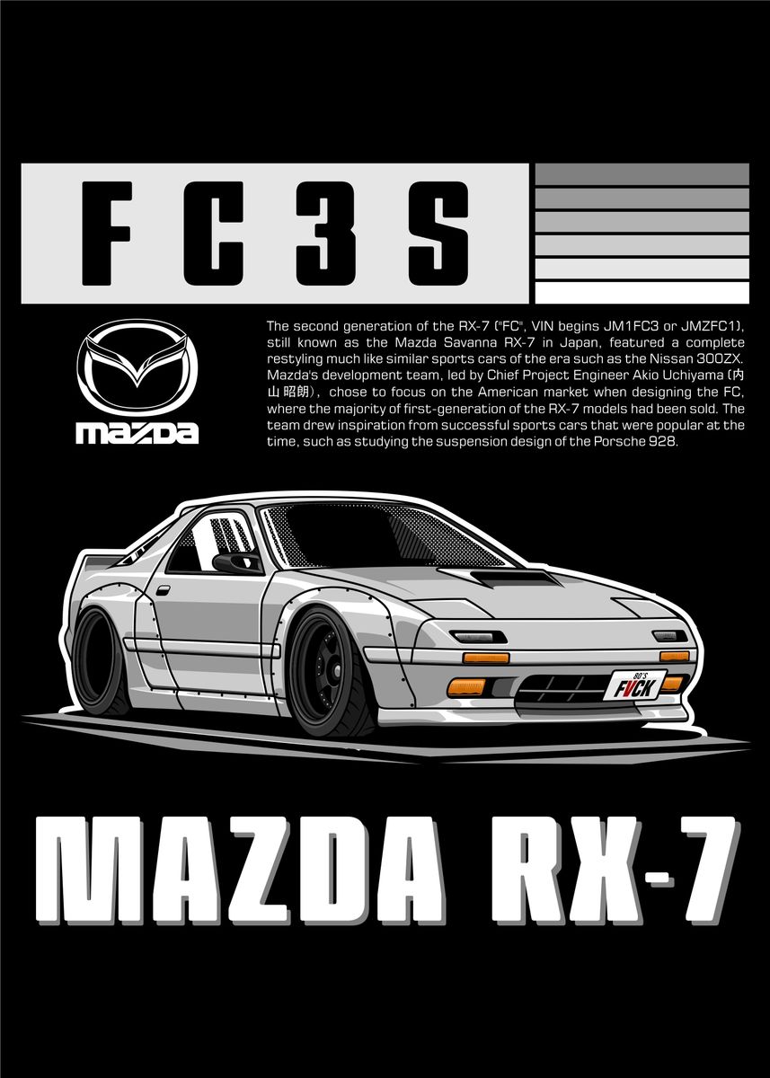 'Mazda RX 7 FC3S ' Poster, picture, metal print, paint by Heru ...