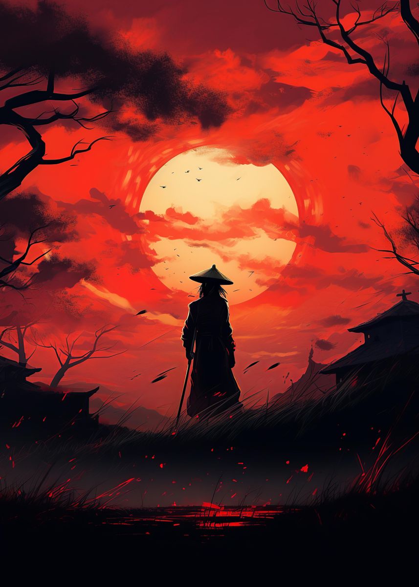 'Sunset Samurai' Poster by Goldenplanetprints | Displate