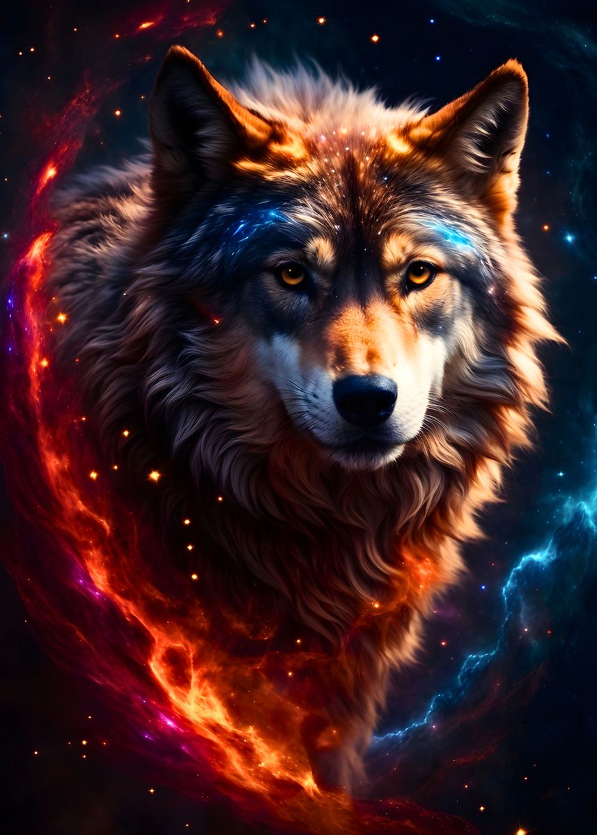 'Space Wolf' Poster, picture, metal print, paint by SapientiaB | Displate