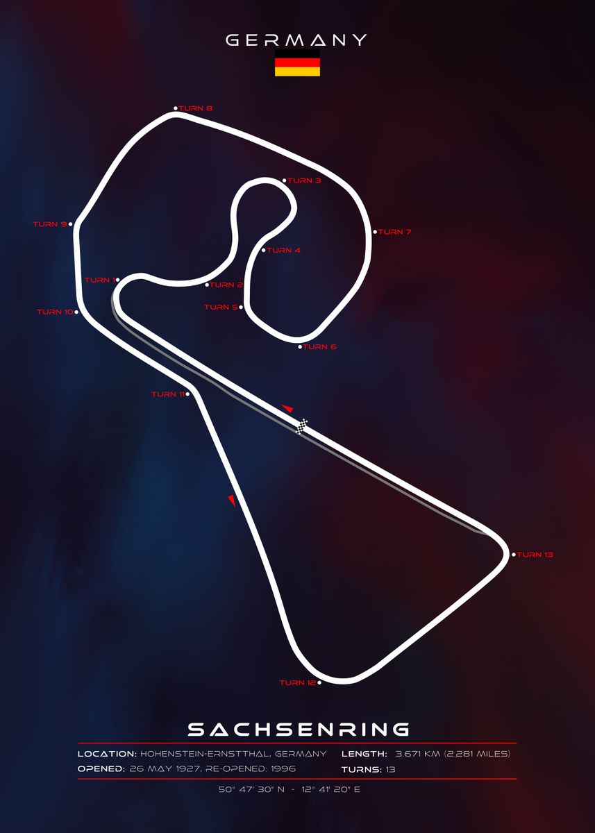  'Sachsenring' Poster, picture, metal print, paint by DesignerMind 