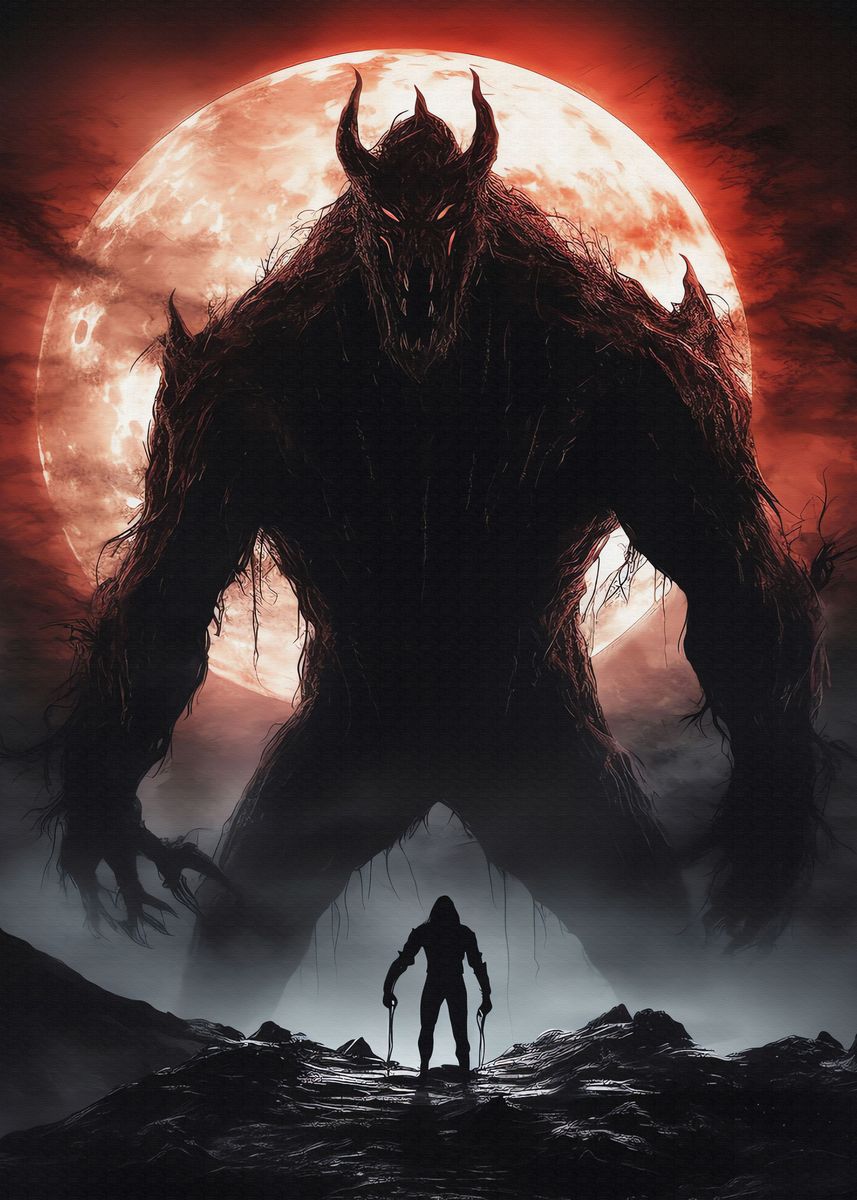 'Dark Fantasy Giant Demon' Poster, picture, metal print, paint by ...