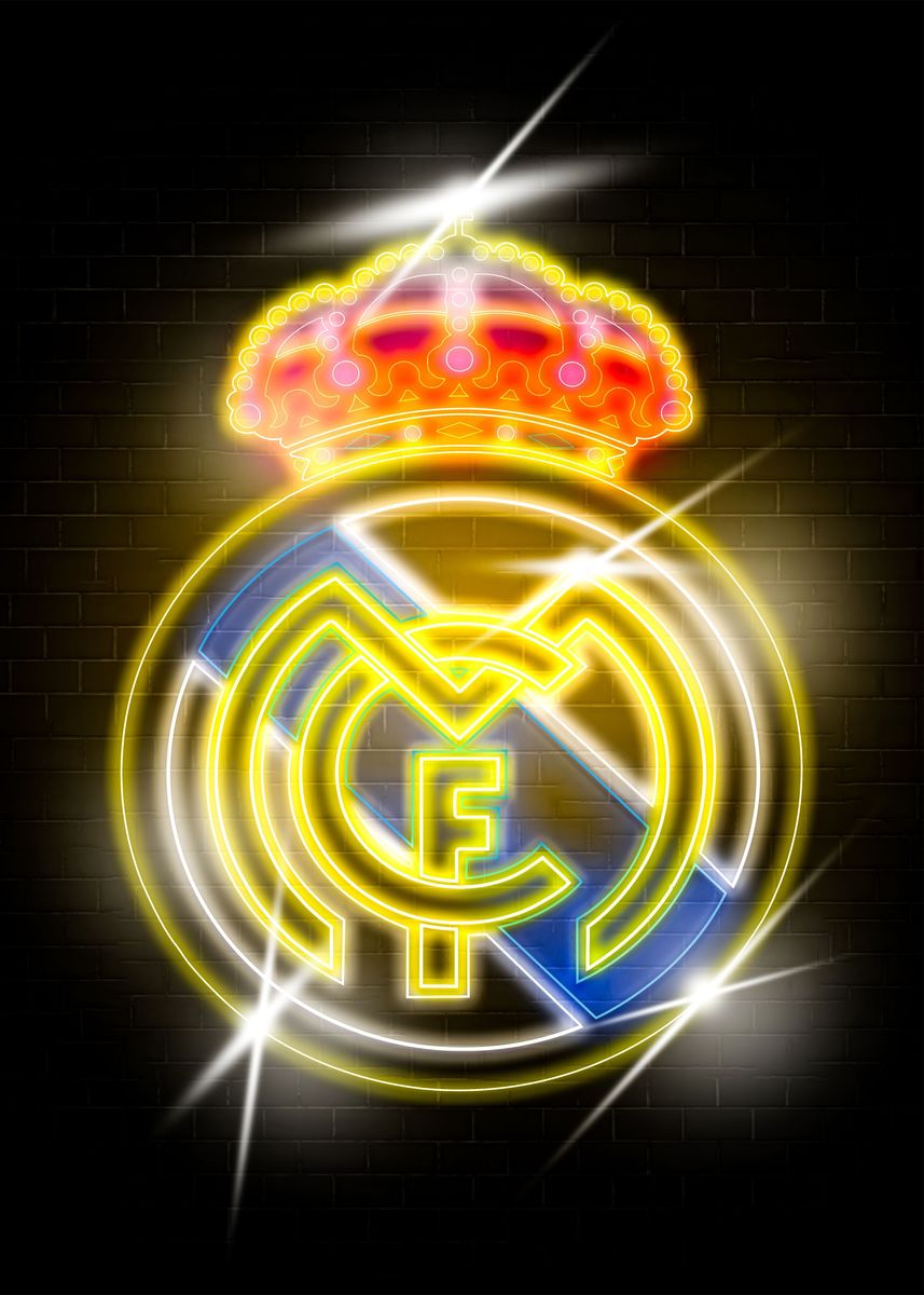 'Real Madrid Neon Sign' Poster, picture, metal print, paint by David ...