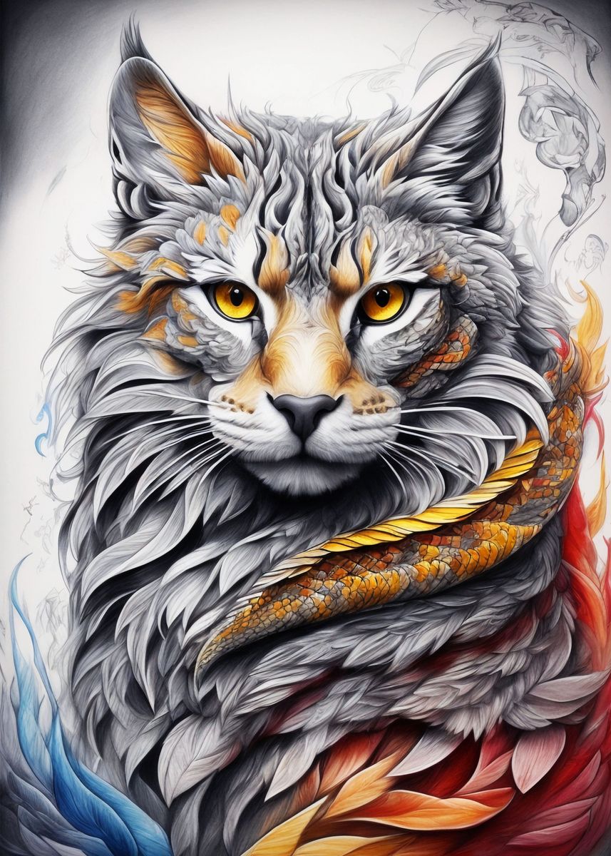 'Mythical Cats' Poster, picture, metal print, paint by Movies Cars ...
