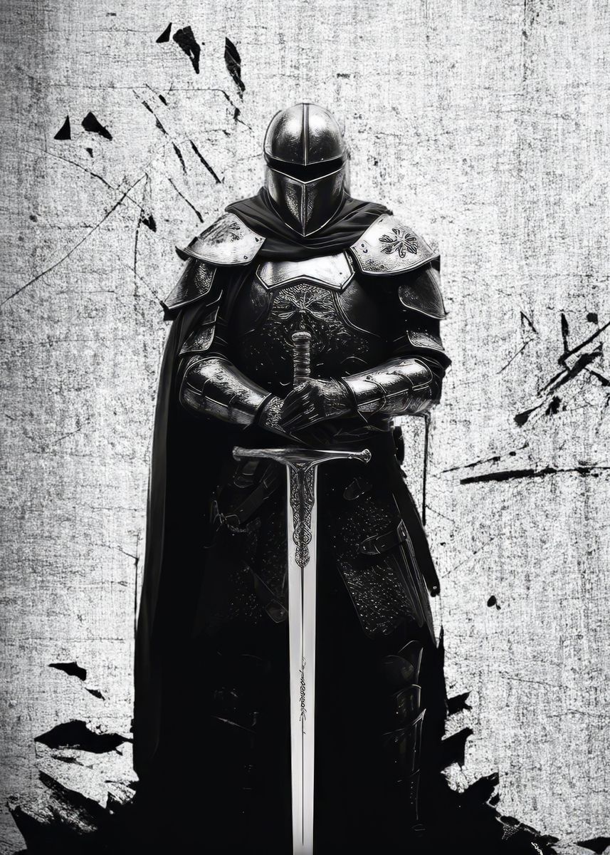 'The Vintage Templar Knight' Poster, picture, metal print, paint by ...