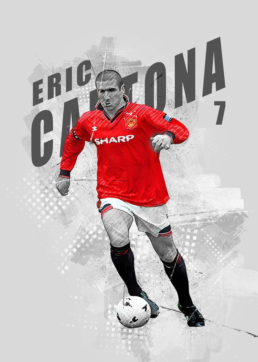 'Eric Cantona' Poster, picture, metal print, paint by Joanne Clarke