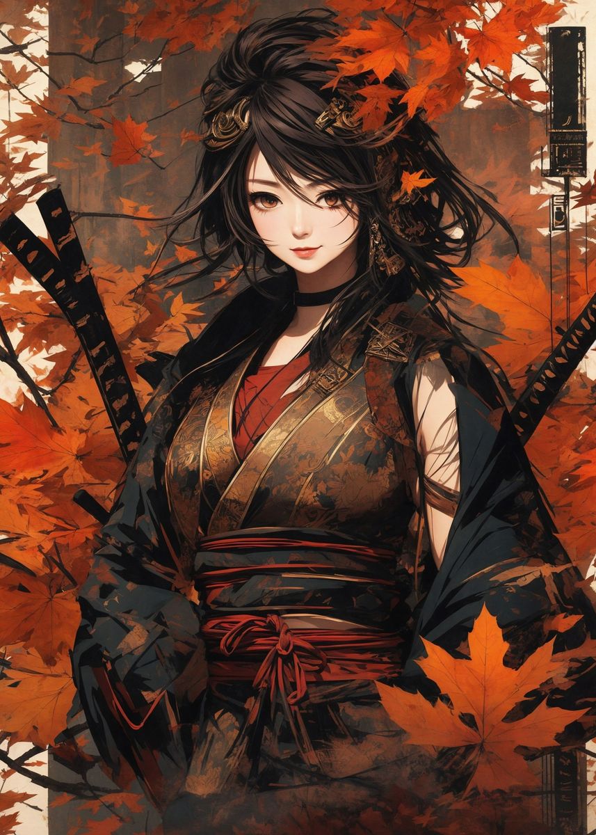 'Japanese Samurai Autumn' Poster, picture, metal print, paint by Rami ...