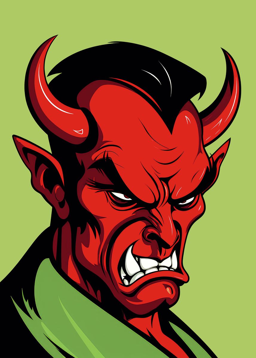 'Angry Devil Cartoon' Poster, picture, metal print, paint by Juka Arts ...