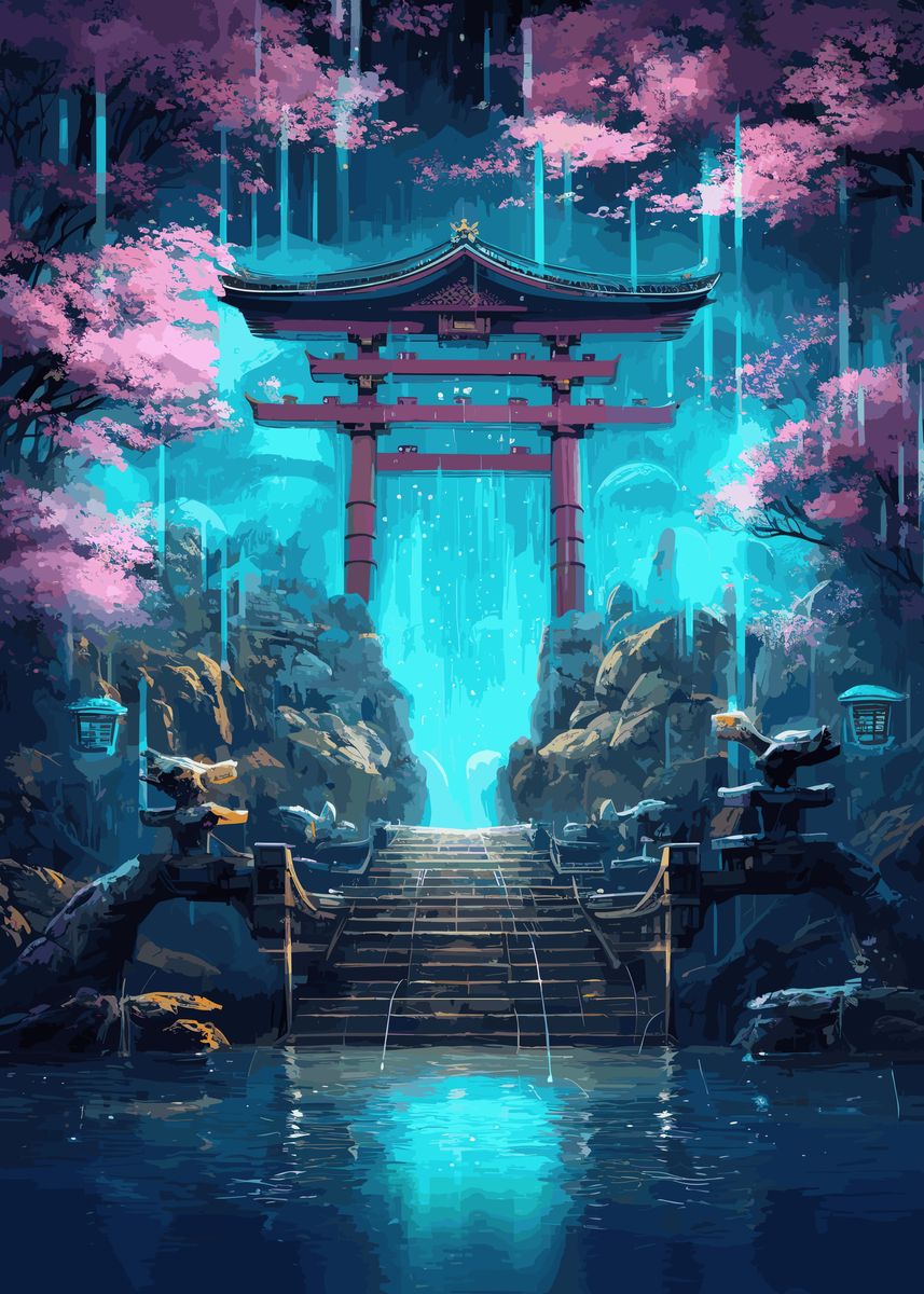 'japanese fantasy gate ' Poster by Abdur Hutchinson | Displate