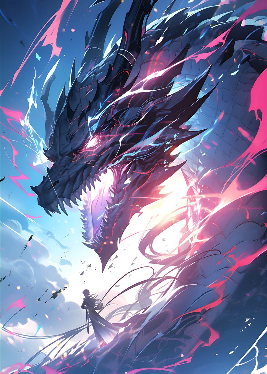 'Anime Riding the Dragon ' Poster, picture, metal print, paint by ...
