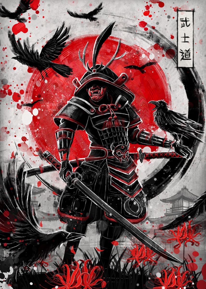 'Raven Bushido Samurai' Poster, picture, metal print, paint by Ruby Art ...