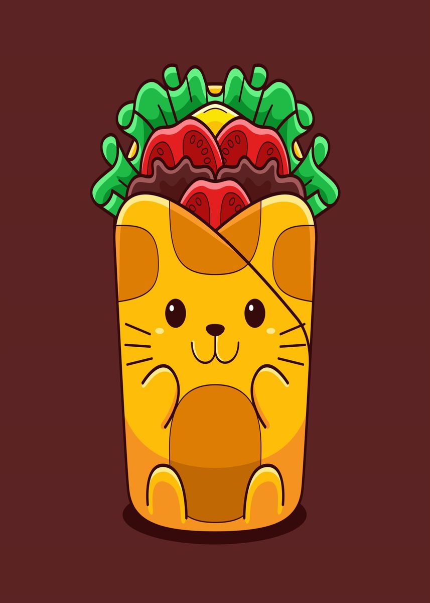 'Burrito Cat' Poster by ArtLife Purkarthofer | Displate