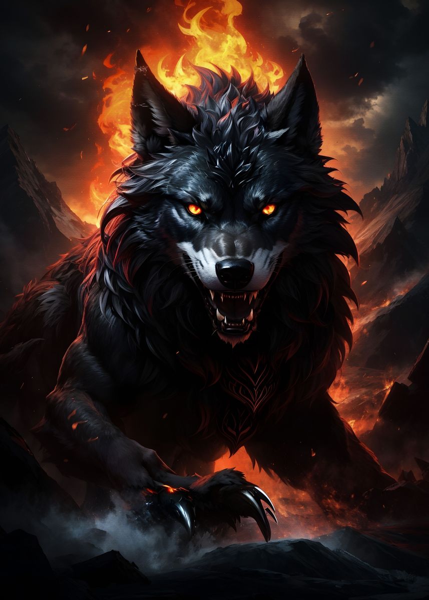 'Giant Wolf Red Eye' Poster, picture, metal print, paint by Dream ...