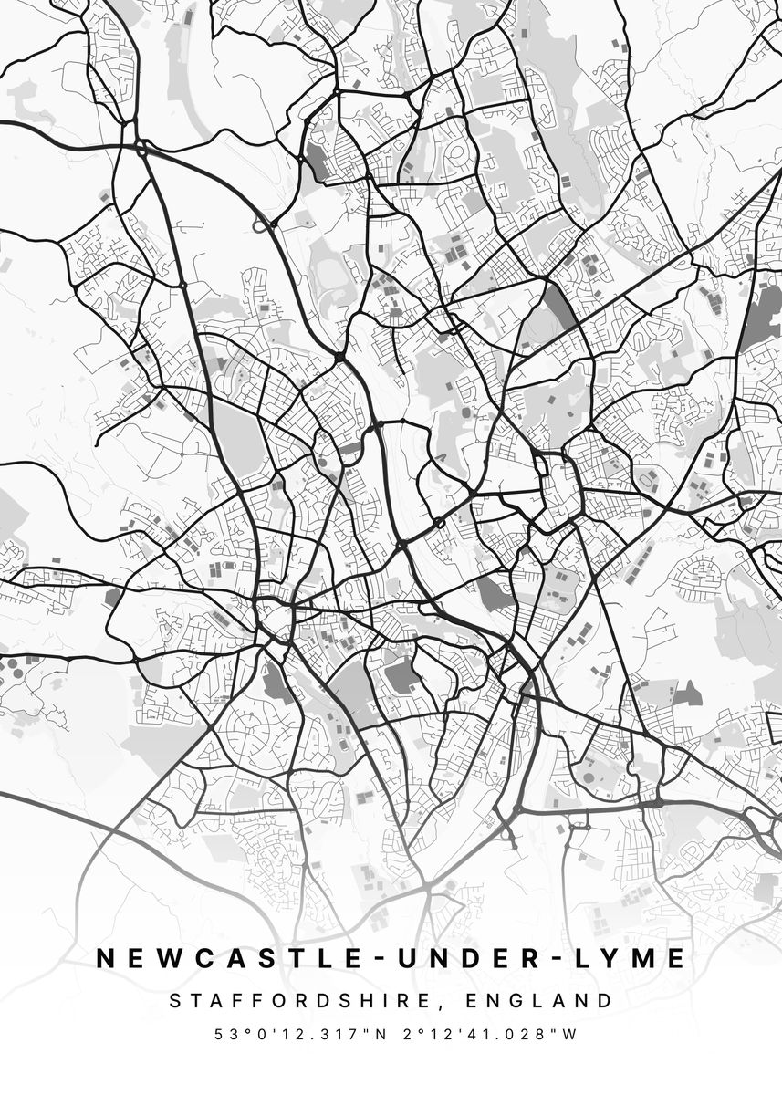 'Newcastle Under Lyme UK' Poster, picture, metal print, paint by Kemi