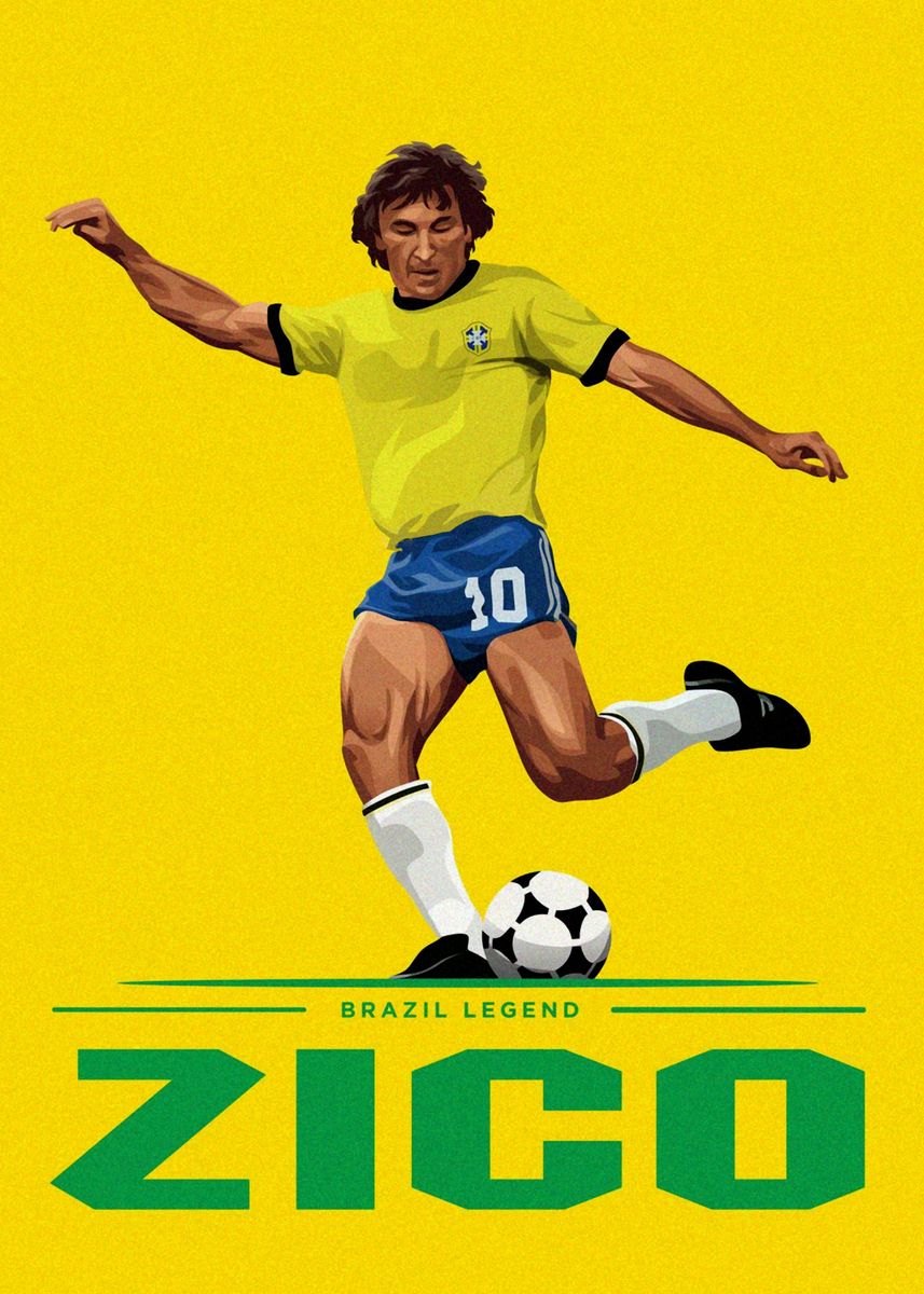 'Zico Brazil Art' Poster, picture, metal print, paint by RobertHall ...