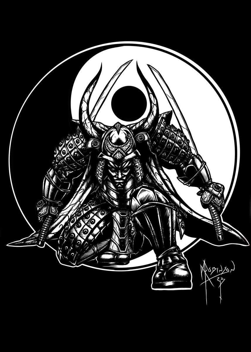 'Yin Yang Samurai' Poster, picture, metal print, paint by Mark Robinson ...