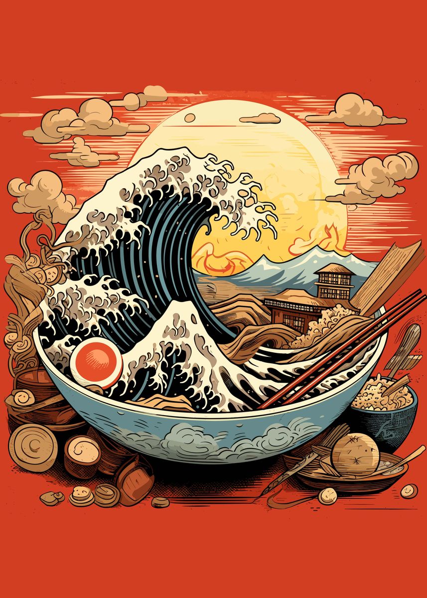 'ramen bowl art' Poster, picture, metal print, paint by Audrey Displate