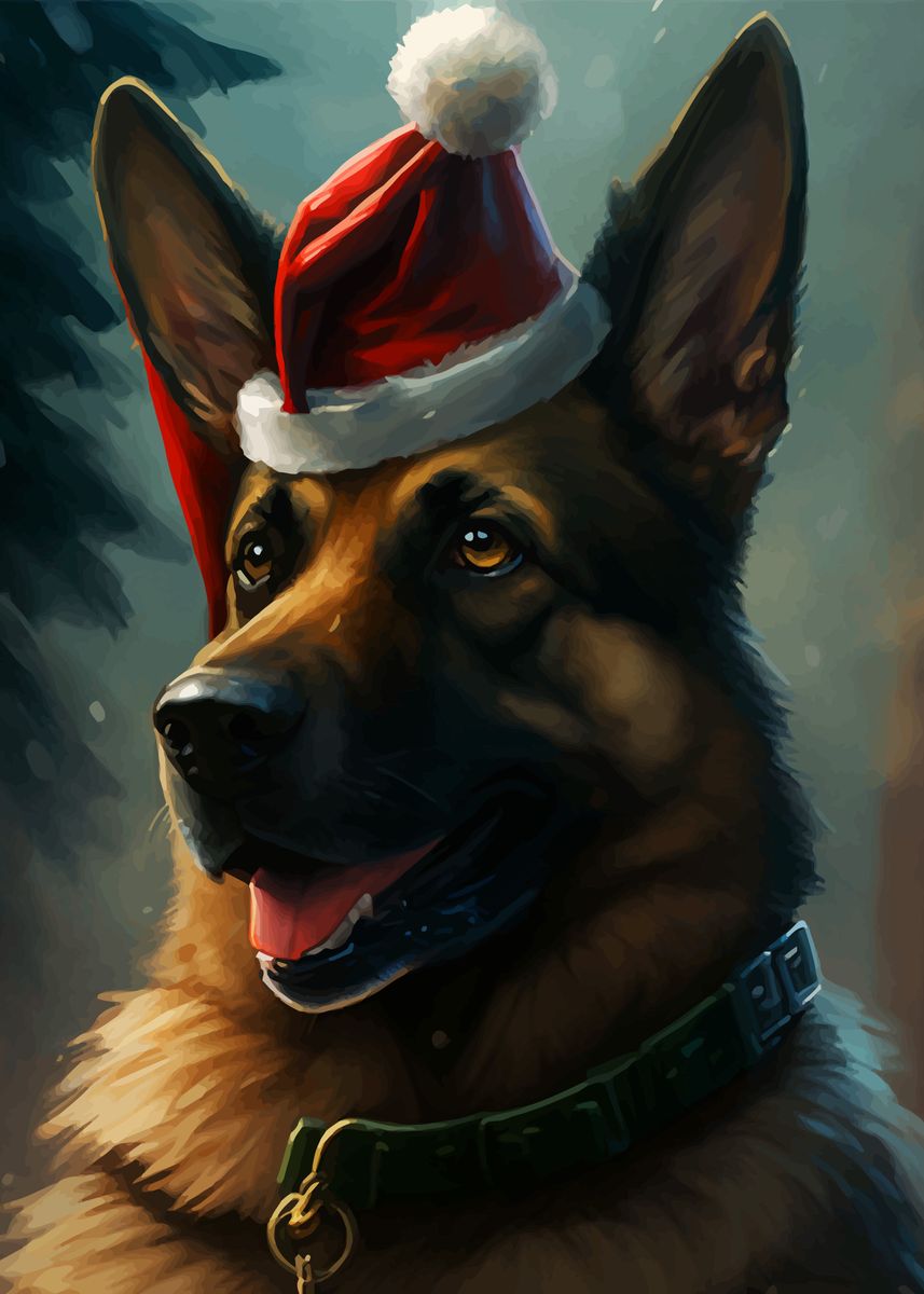 'German Shepherd Christmas' Poster, picture, metal print, paint by ...