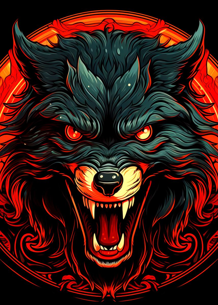 'Fantasy Wolf' Poster, picture, metal print, paint by Berry Hall | Displate