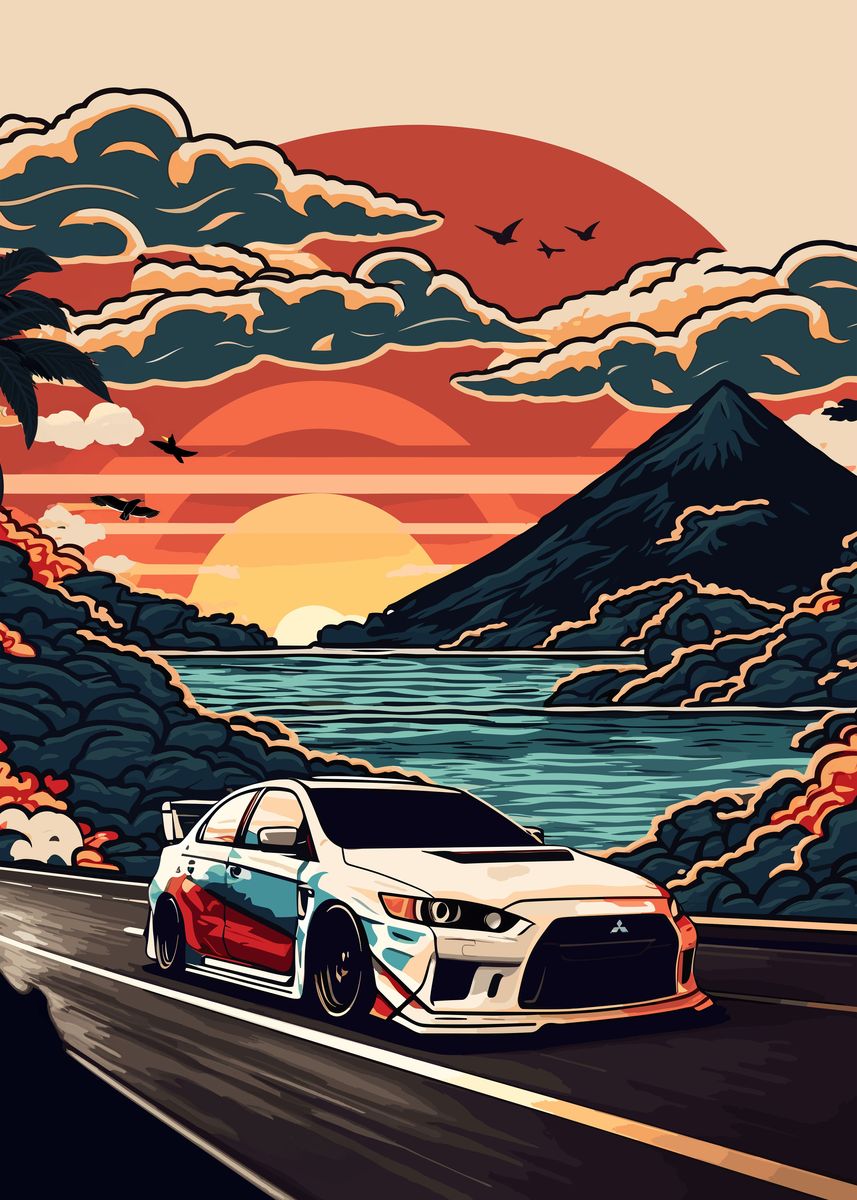 DTM MITSUBISHI EVO GICLEE CANVAS ART PRINT POSTER