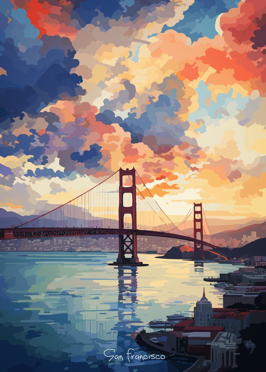 SAN FRANCISCO Oil Painting Poster By Mahdi Sahraoui Displate   3831b947f963b80058f30e97fa0c64d2 E974e9d7a3692b48d99cfc14da47e421 