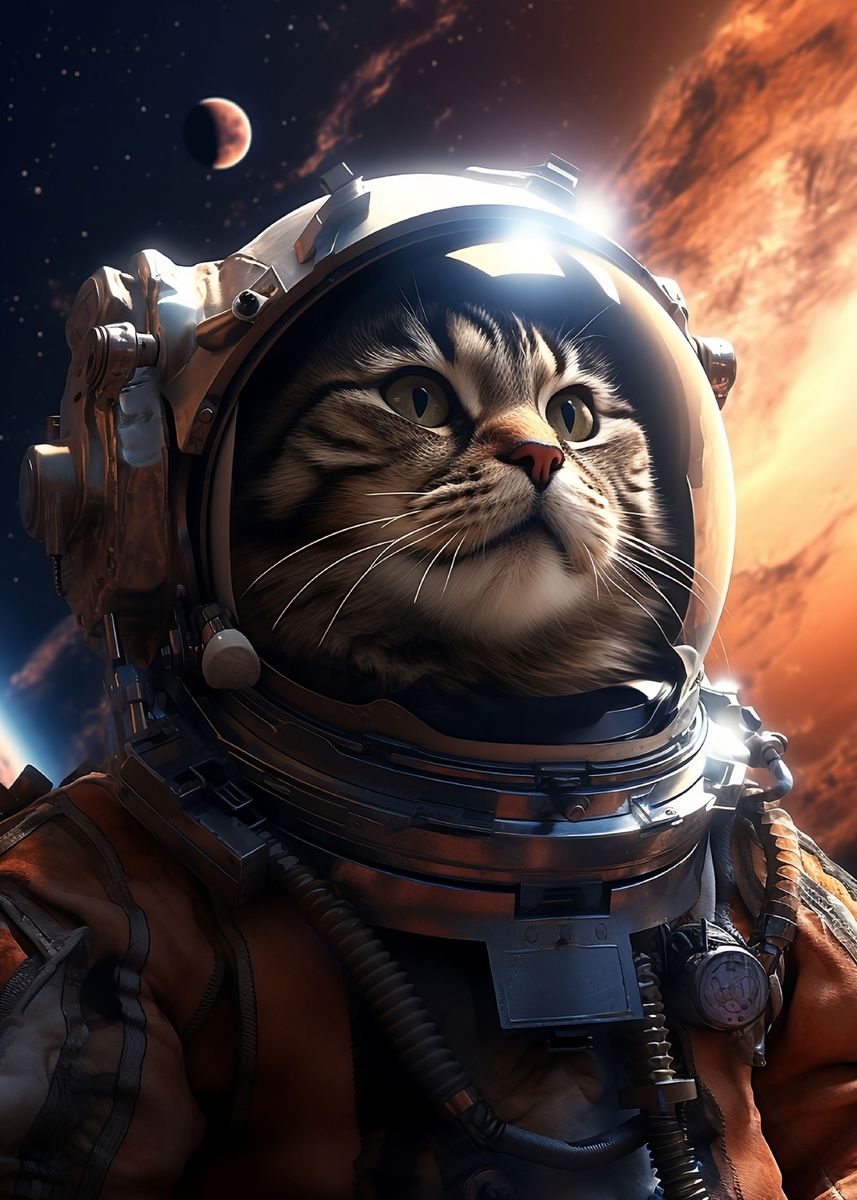 'Cat Astronaut' Poster, picture, metal print, paint by Notorious ...