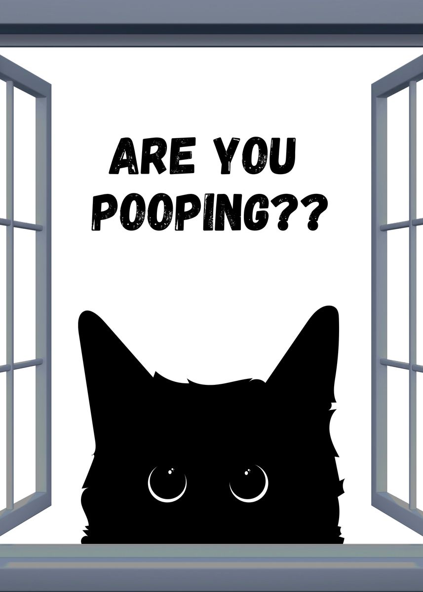 Metal Poster Displate Black Cat Are You Pooping With Magnet Mounting  System Included - Funny Bathroom