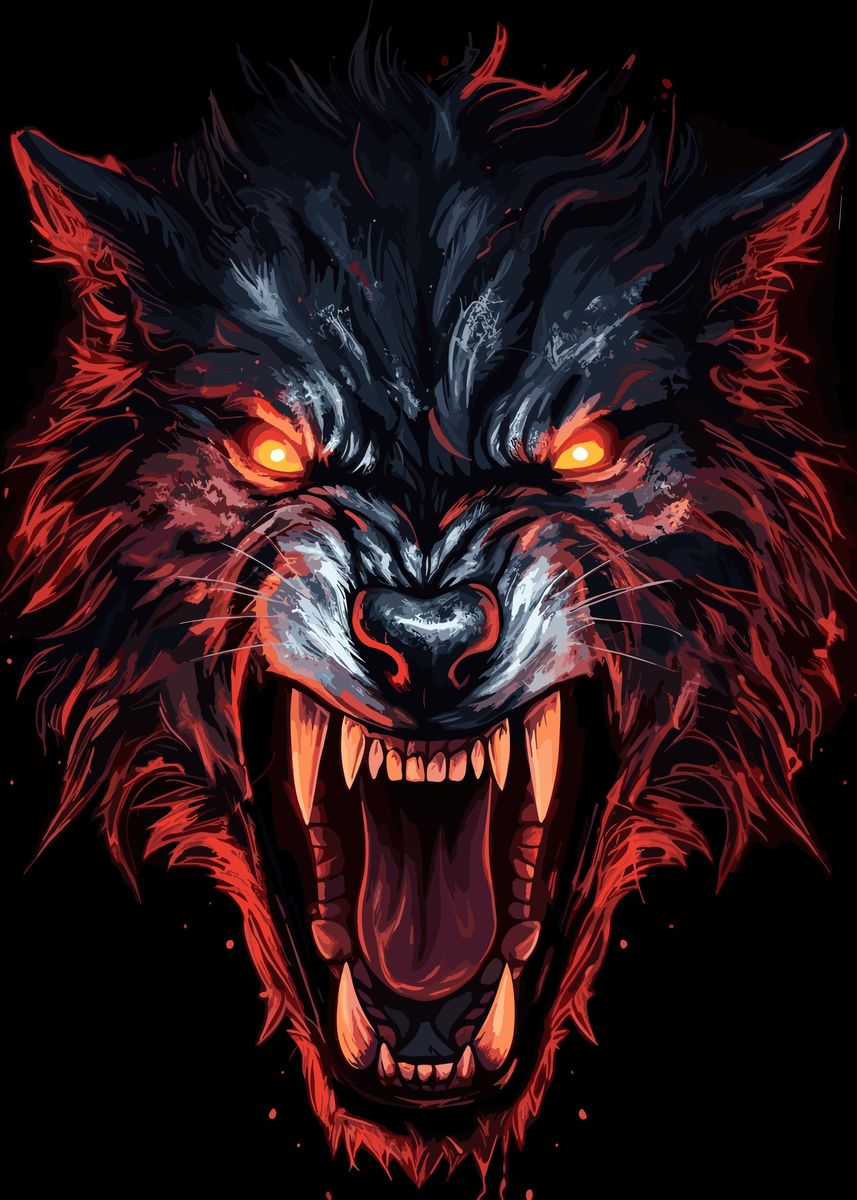 'Angry Wolf' Poster, picture, metal print, paint by Mahi Gardner | Displate