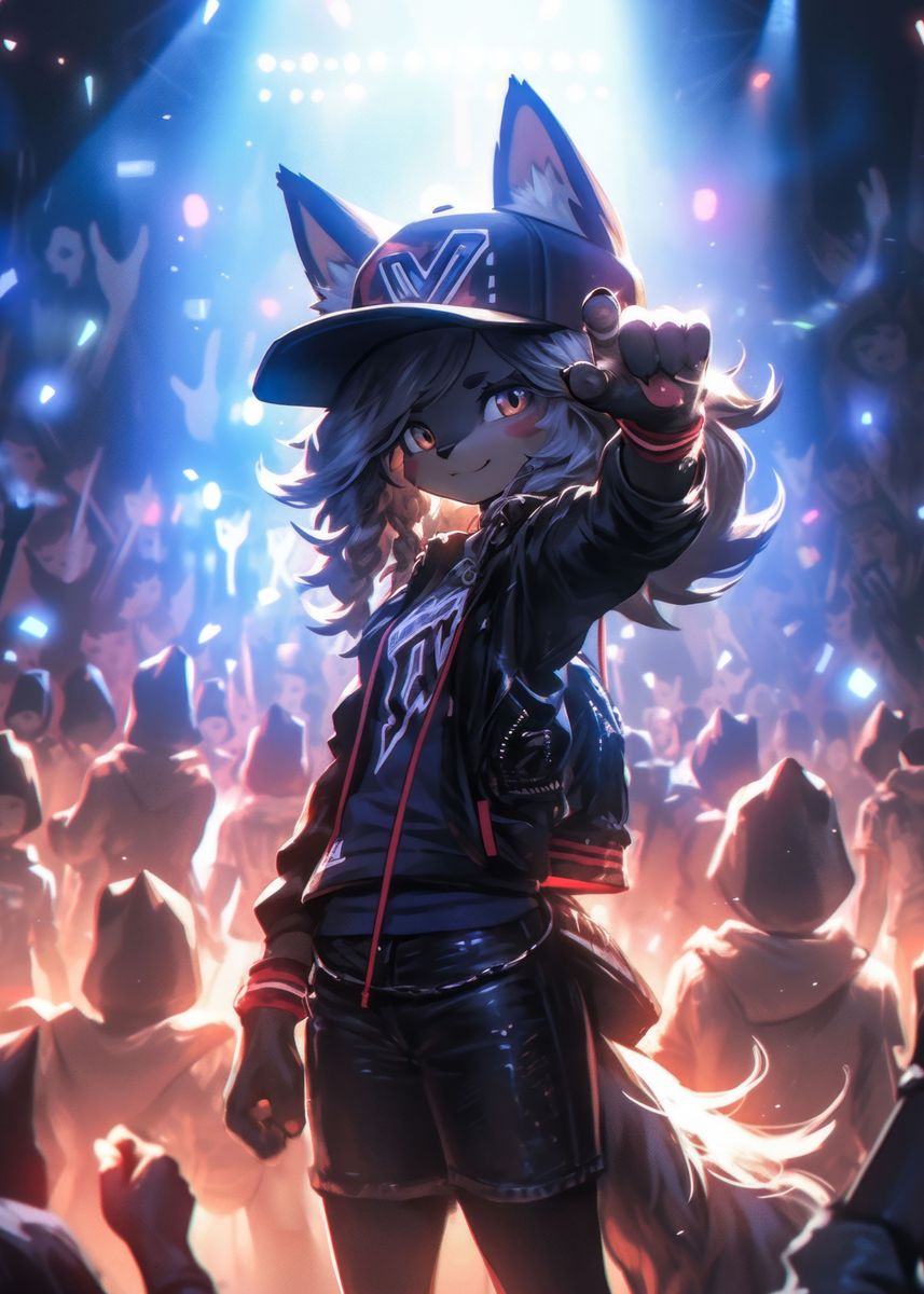 'Furry Rockstar v10' Poster, picture, metal print, paint by Isobel ...