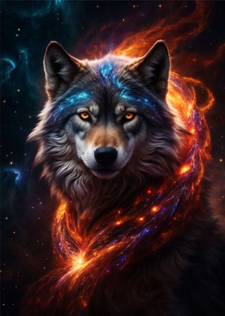 'Wolf Night Galaxy' Poster by Anji Far | Displate