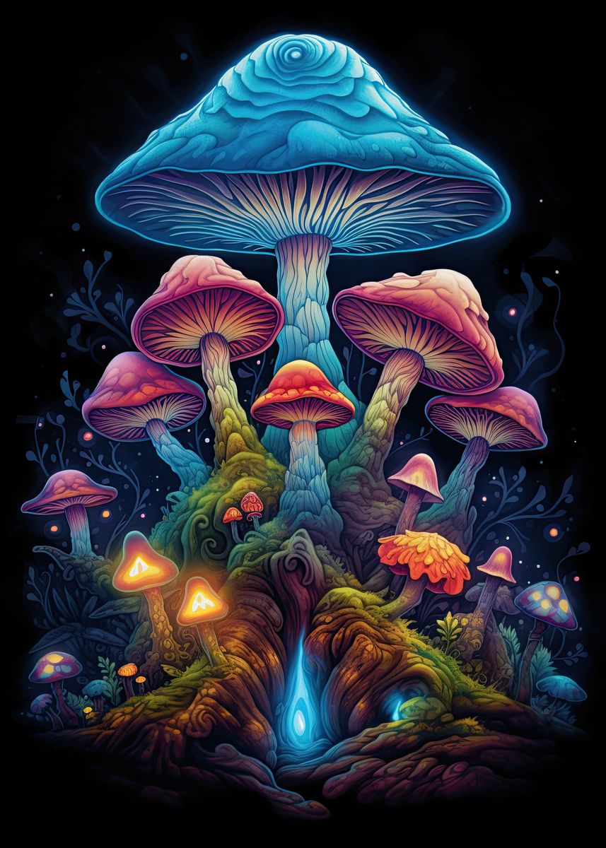 Psychedelic Mushrooms Poster by Susanne Flø Displate