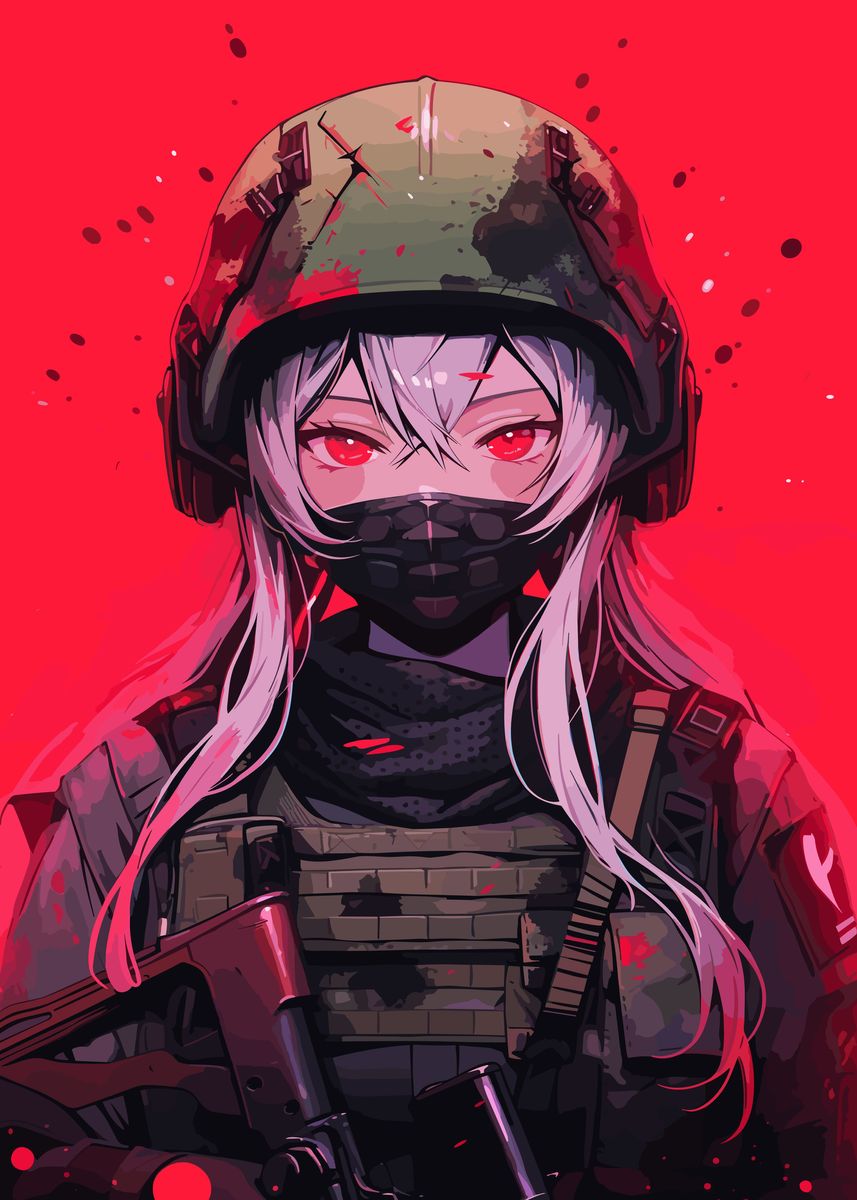 'Soldier Waifu Yandere Art' Poster, picture, metal print, paint by ...