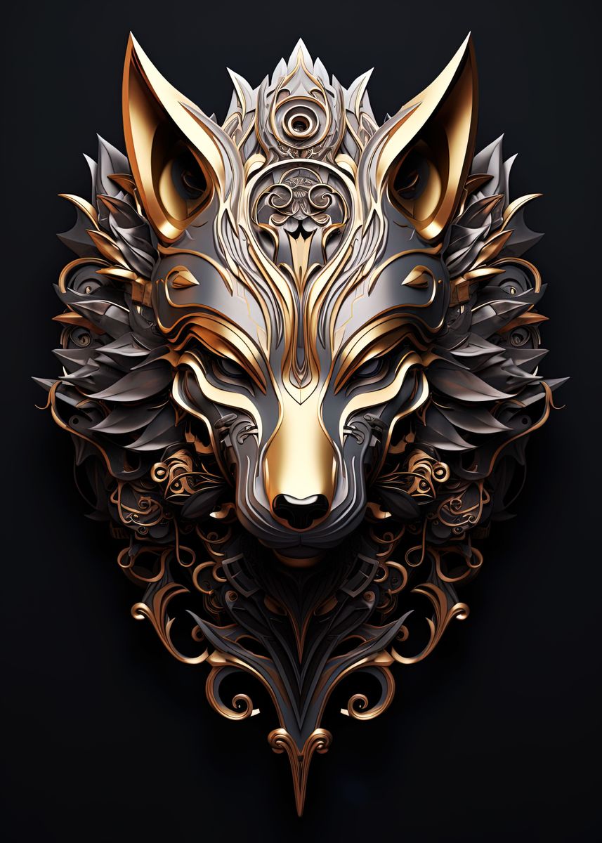 'Surreal Royal Art wolf 3D' Poster by hassen bouchemma | Displate