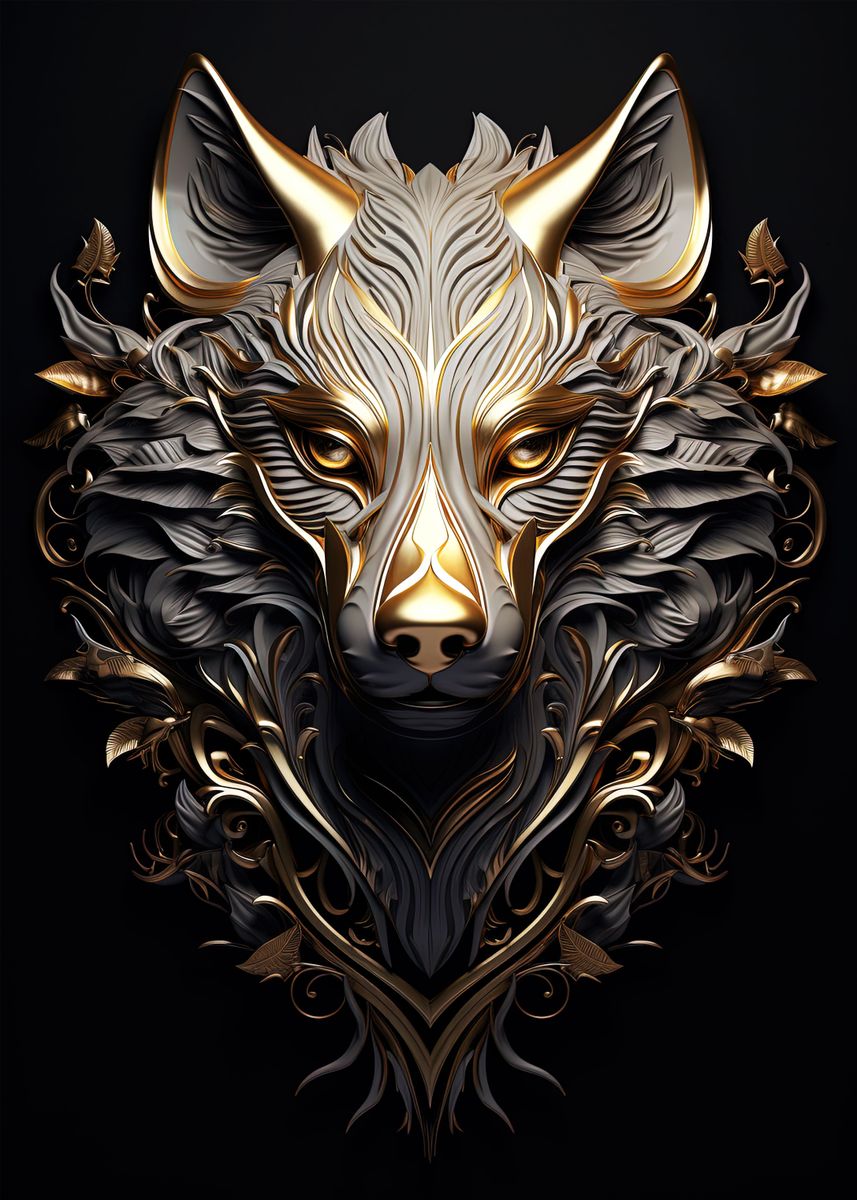 'Golden Fox Surreal 3D' Poster by hassen bouchemma | Displate