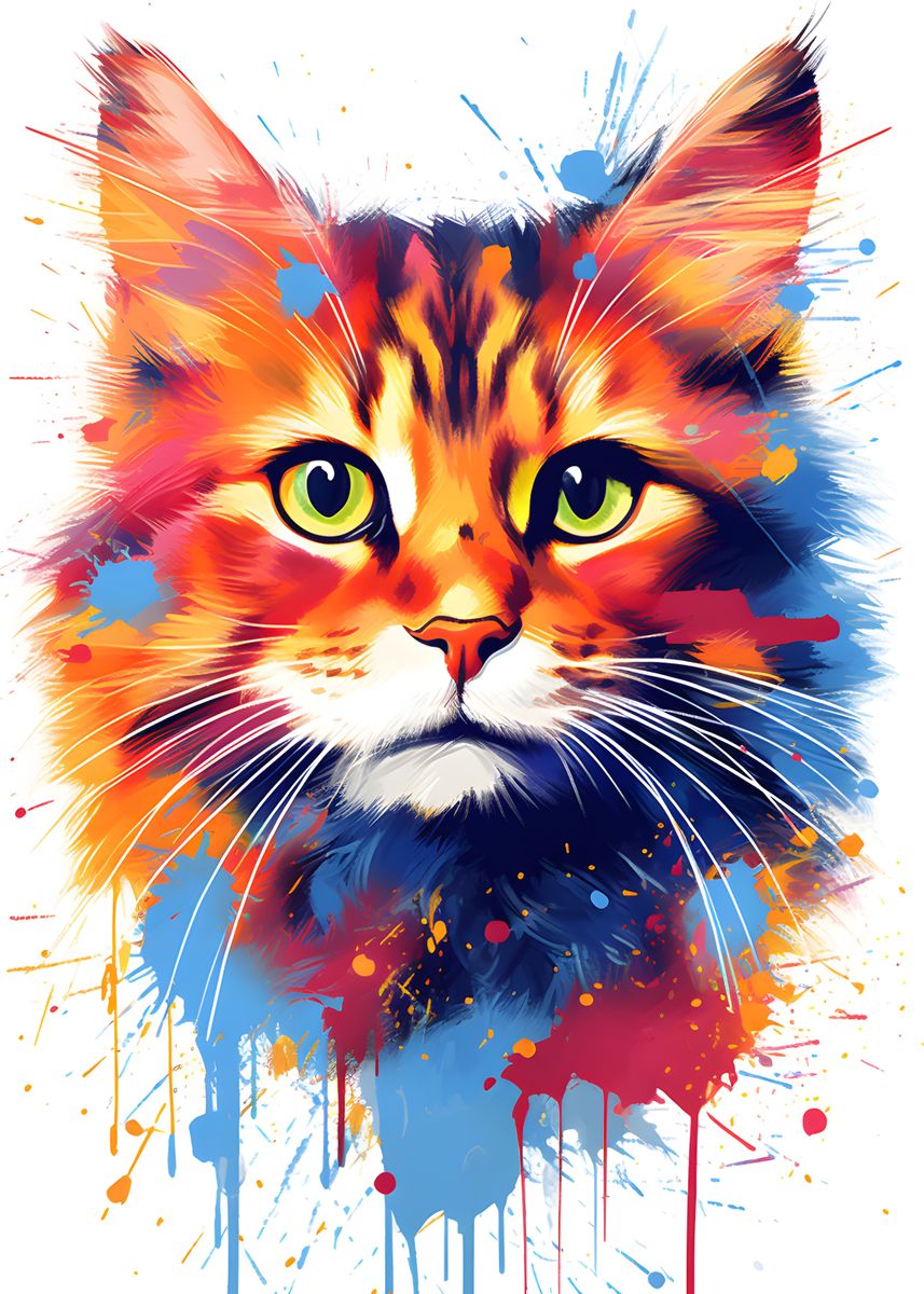 'Orange Cat Painting' Poster by Chris Nolan Displate
