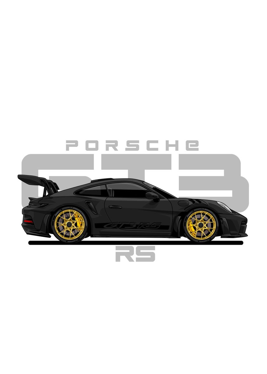 'porsche 911 gt3 rs black' Poster by capture art | Displate