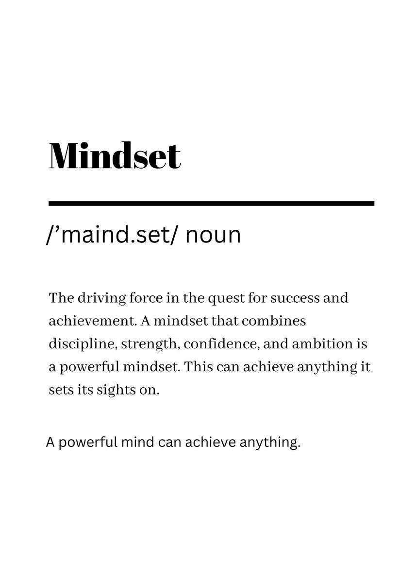 'mindset is everything' Poster by Tech Manis Displate