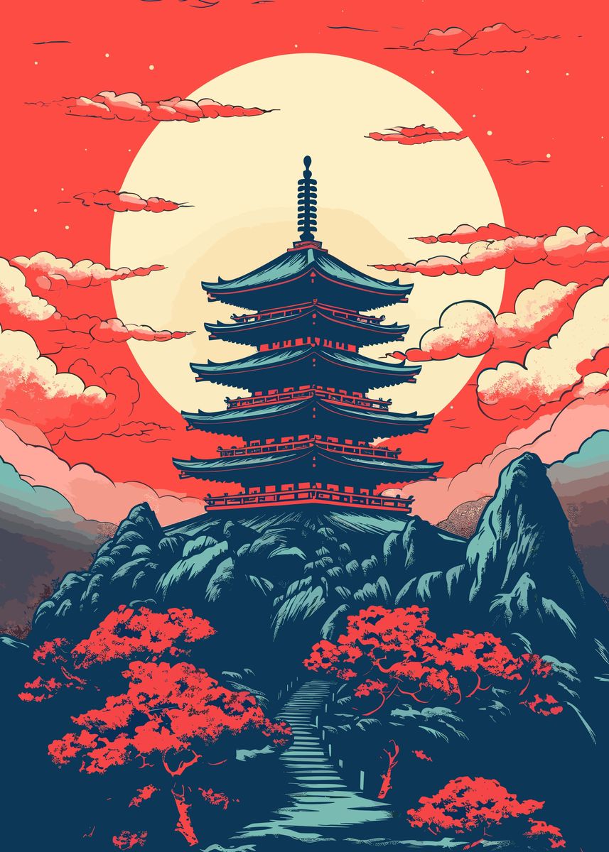 'Vintage Japan Landscapes' Poster by 5Fine | Displate