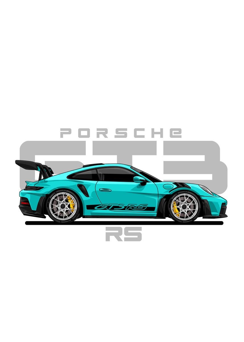 'porsche 911 gt 3 rs blue' Poster by capture art | Displate