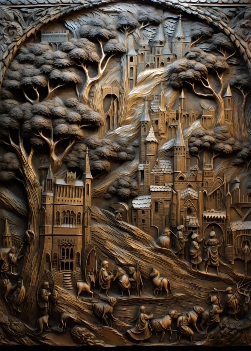 'medieval inscription war' Poster, picture, metal print, paint by ...