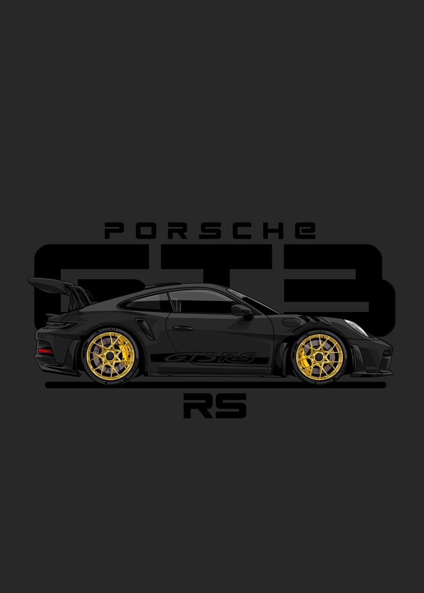 'porsche 911 gt 3 rs black' Poster by capture art | Displate