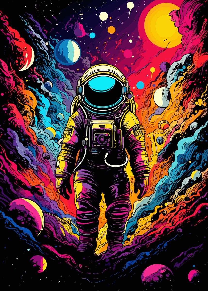 'Psychedelic Astronaut LSD' Poster, picture, metal print, paint by Mesh ...