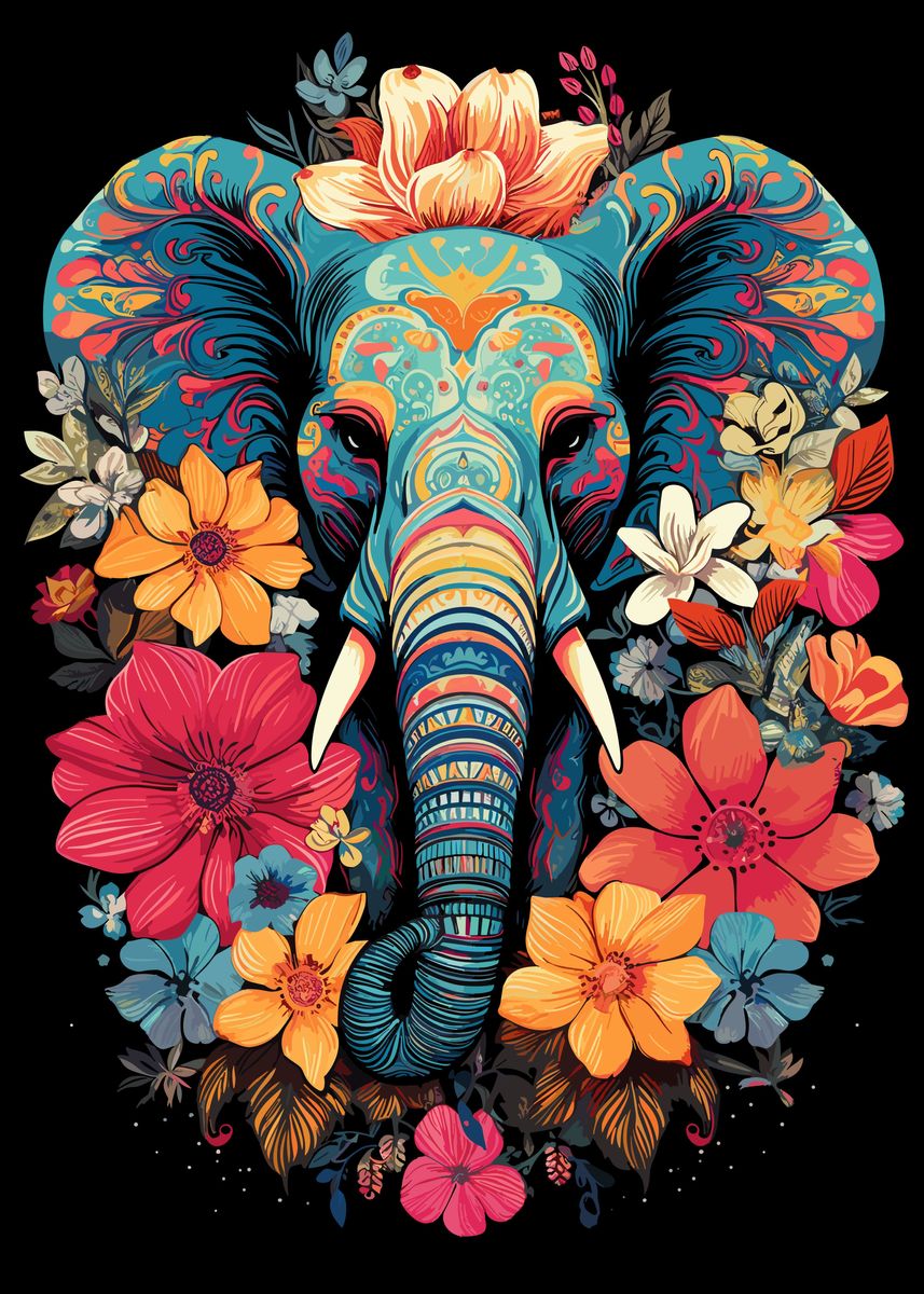 'Psychedelic Elephant' Poster, picture, metal print, paint by Mesh ...