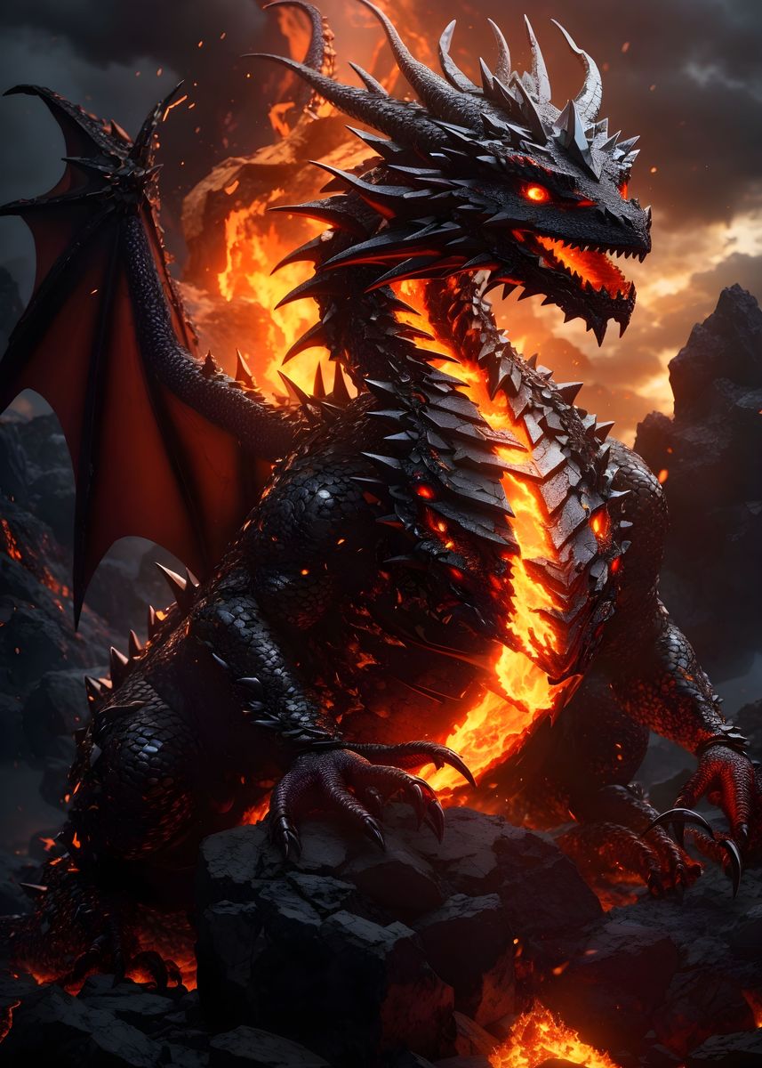 'Dangerous Dragon Fire' Poster, picture, metal print, paint by Anji Far ...