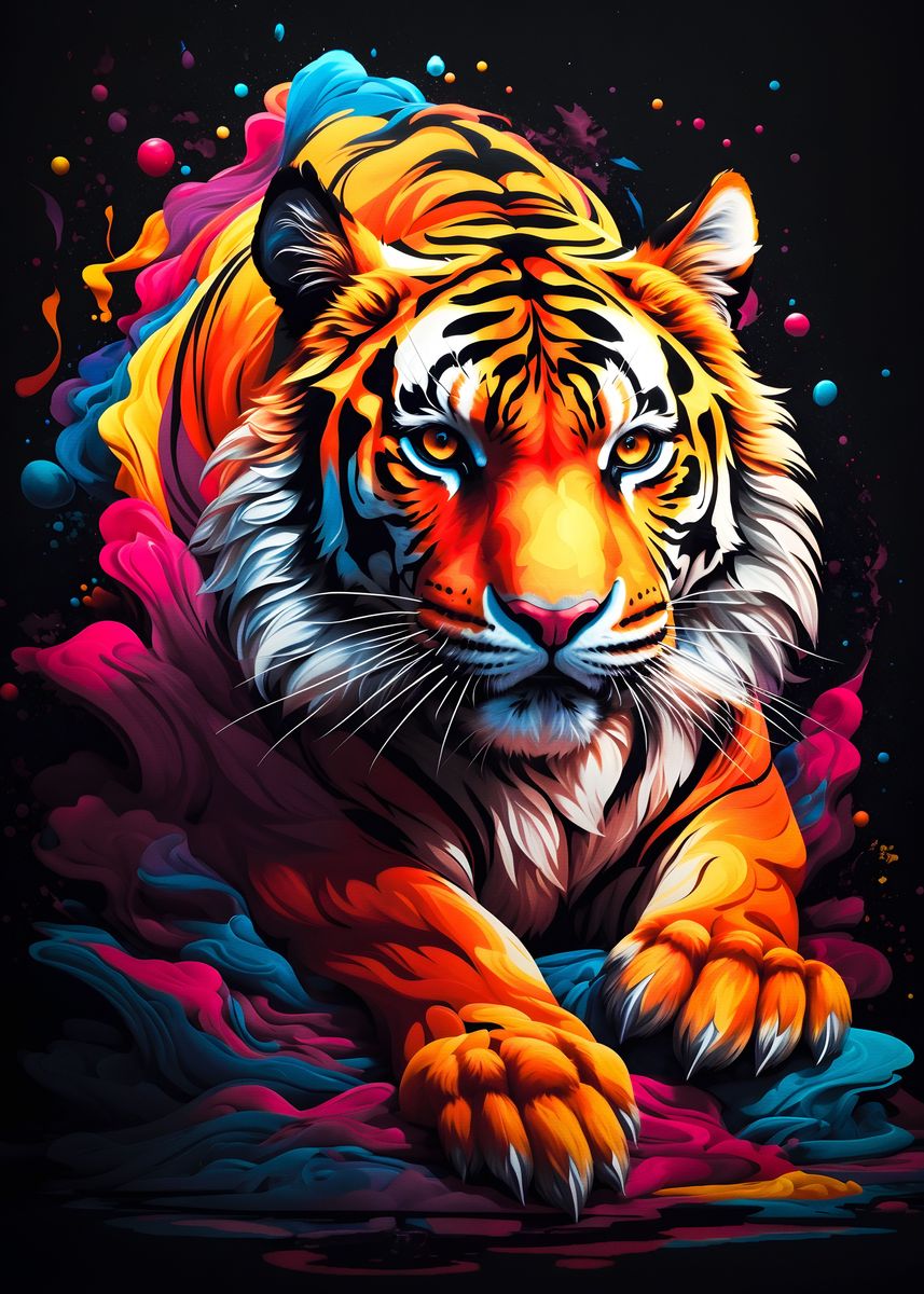 'Tiger Colorful' Poster, picture, metal print, paint by Dream Reality ...