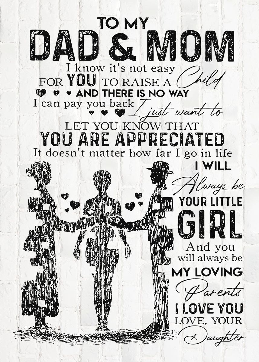'To My Dad and Mom' Poster by Loves Poster | Displate